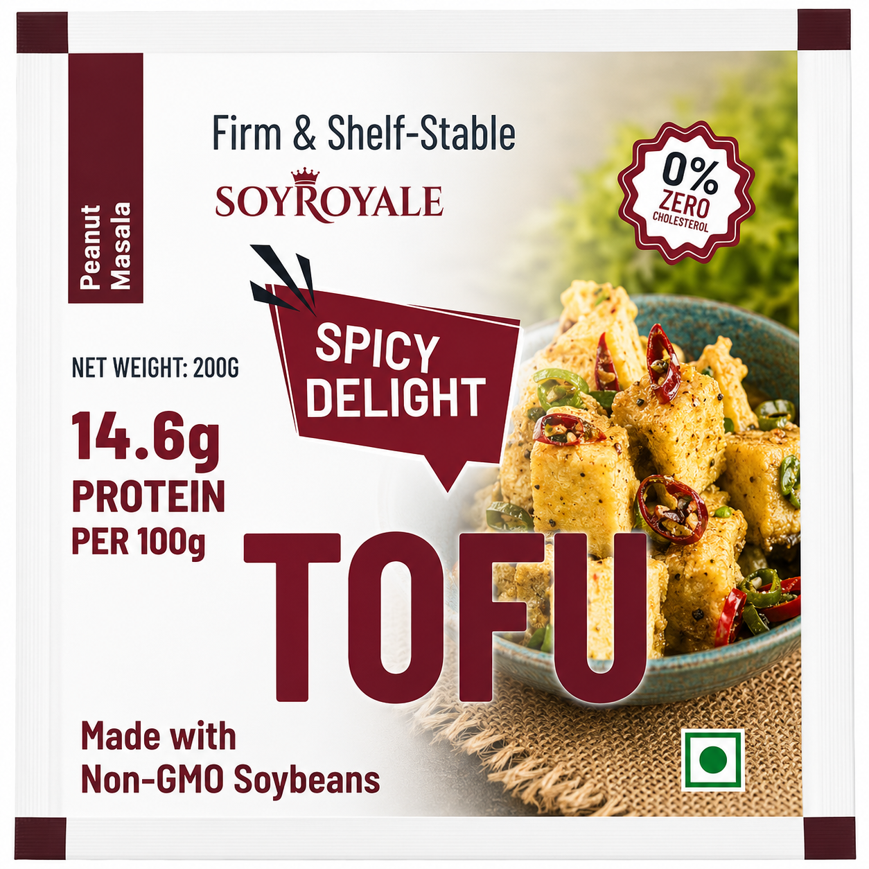 SoyRoyale Peanut Masala Tofu – High Protein Vegan Tofu | Peanut Masala Flavor (200g)